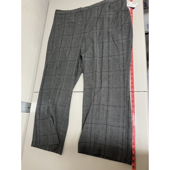 Catherines Gray Plaid Straight Leg Pants 2XWP Petite Plus Size NWT Career Office - Picture 5 of 11